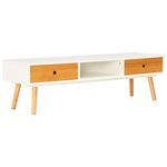 vidaXL Meuble TV blanc 120x35x35 cm bois de pin massif