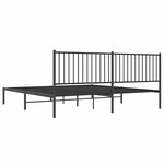 vidaXL Cadre de lit métal sans matelas avec tête de lit noir 200x200cm
