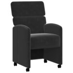 vidaXL Chaises de Salle à Manger avec Roues 2 Pièces Noir 58 x 65 x 98 cm
