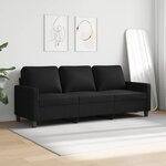 vidaXL Canapé à 3 places Noir 180 cm Tissu