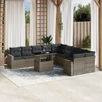 vidaXL Salon de jardin 11 Pièces avec coussins gris résine tressée