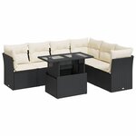 vidaXL Salon de jardin 7 Pièces avec coussins noir résine tressée