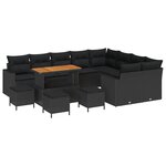 vidaXL Ensemble de canapé de jardin 13 Pièces Noir polyrotin
