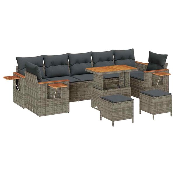 vidaXL Ensemble de canapé de jardin Manuel 10 Pièces Gris 90 x 55 x 71 cm