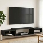 vidaXL Meuble TV mural Montage mural Chêne noir 140 x 28 x 21 cm