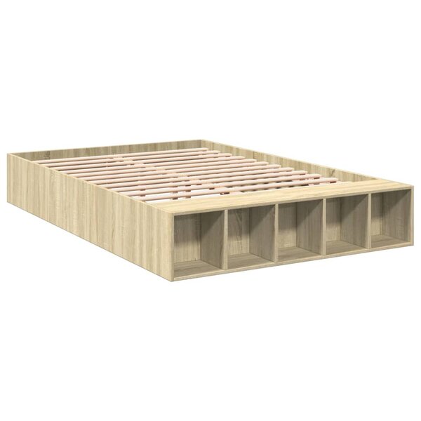 vidaXL Cadre de lit chêne sonoma 140x190 cm bois d'ingénierie