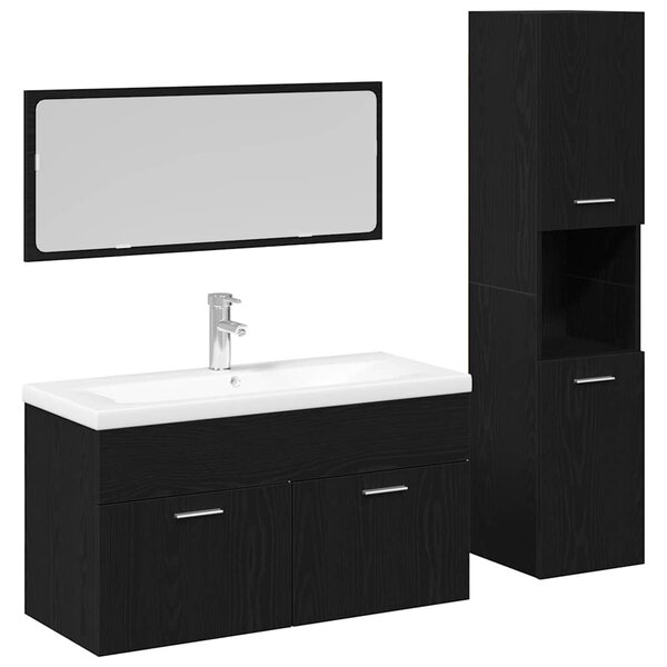 vidaXL Ensemble de mobilier de salle de bain 3 Pièces Chêne noir