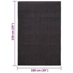 Vidaxl tapis sisal naturel 100x150 cm noir