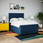 vidaXL Sommier à lattes de lit avec matelas Bleu 140x190 cm Tissu