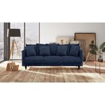 Canapé droit fixe 4 places - Tissu bleu - Classique - L 212 x P 93 cm - CONSTANCE