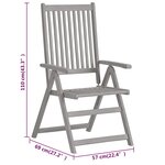 vidaXL Chaises inclinables de jardin lot de 3 Gris Bois solide acacia