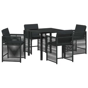 vidaXL Ensemble de salle à manger pour jardin 5 Pièces Noir polyrotin