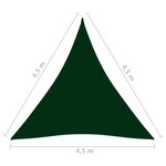 Vidaxl voile parasol tissu oxford triangulaire 4 5x4 5x4 5m vert foncé