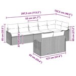 Set de canapé de jardin 8 pièces avec coussins noir poly rotin