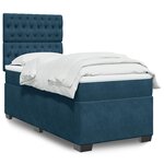 vidaXL Sommier à lattes de lit avec matelas bleu 90x190 cm velours
