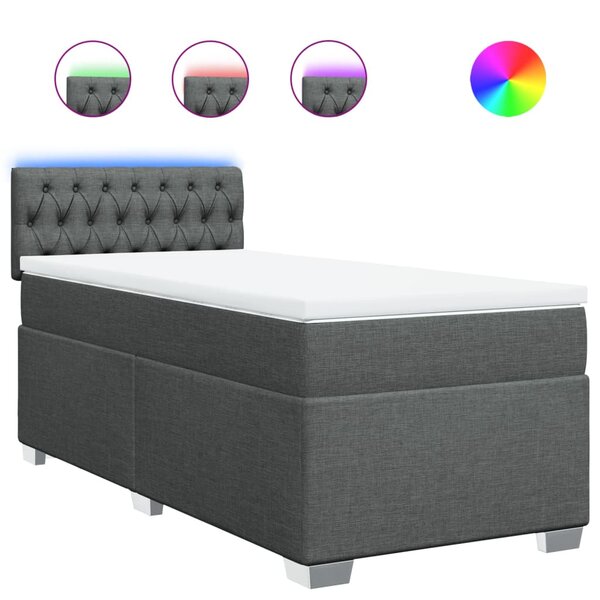 vidaXL Sommier à lattes de lit et matelas Gris foncé 90x190 cm Tissu