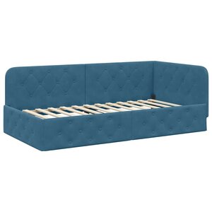 vidaXL Cadre de lit d'angle Bleu 100 x 200 cm Velours