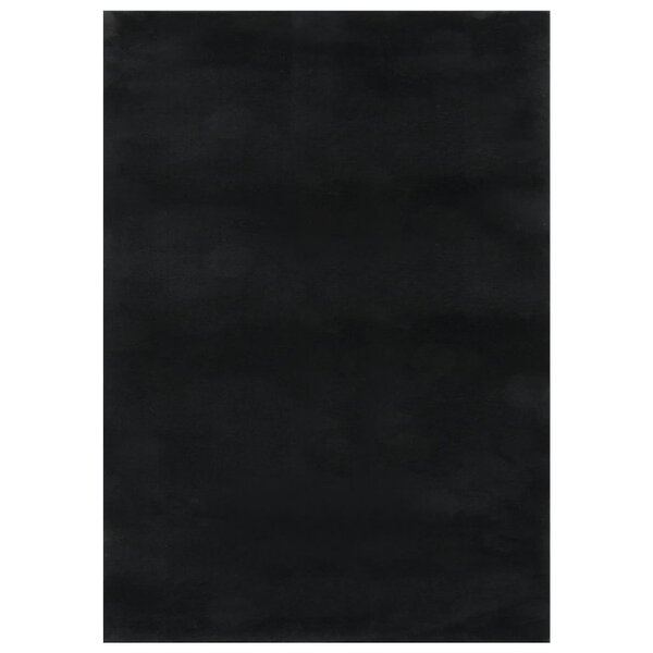 vidaXL Tapis lavable à poils courts doux et moelleux antidérapant noir