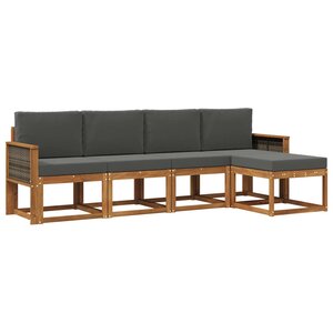 vidaXL Ensemble de canapés d'extérieur 5 Pièces Naturel et Anthracite