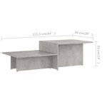 Vidaxl table basse gris béton 111 5x50x33 cm bois d'ingénierie
