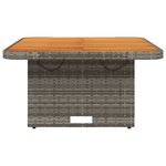 vidaXL Table de jardin gris 80x80x71 cm résine tressée et bois acacia