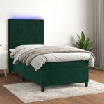 vidaXL Sommier à lattes de lit et matelas et LED Vert foncé 80x200 cm