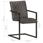 vidaXL Chaises à manger cantilever lot de 4 gris cuir véritable