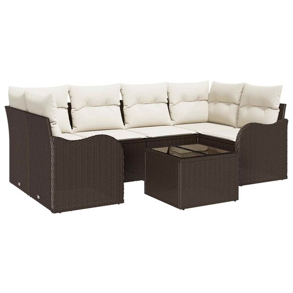 vidaXL Ensemble de canapé de jardin 7 Pièces Marron 55 x 55 x 37 cm