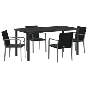 vidaXL Ensemble de salle à manger pour jardin 5 Pièces Noir et gris