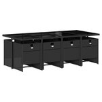 vidaXL Ensemble à manger de jardin 9Pièces coussins noir résine tressée