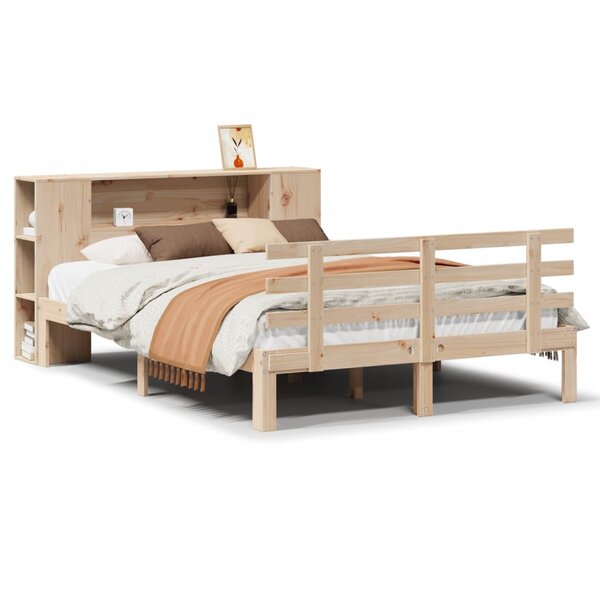 vidaXL Lit bibliothèque sans matelas 140x200 cm bois massif de pin