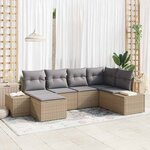 vidaXL Set de canapé de jardin 6 pièces avec coussins en rotin synthétique beige