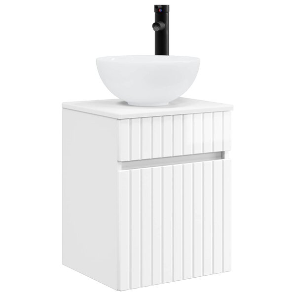 vidaXL Meuble de lavabo mural Blanc brillant 39 x 35 x 63 cm