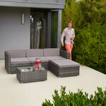 Tectake Canapé de jardin FLORENCE 4 places - gris