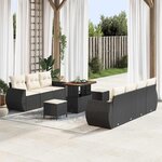 vidaXL Ensemble de canapé de jardin avec coussin 10 Pièces Noir et crème