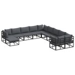 vidaXL Ensemble de canapé de jardin 11 Pièces Noir 71.5 x 71.5 x 71 cm