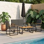 vidaXL Ensemble de meubles d'extérieur 4 Pièces Gris et Gris foncé