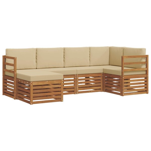 vidaXL Ensemble de canapé d'angle avec coussin 6 Pièces Naturel et Beige