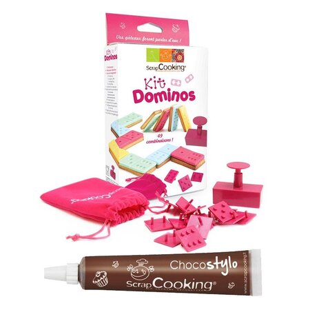 Kit Dominos pour biscuits et pâte à sucre + 1 Stylo chocolat