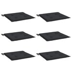 vidaXL Coussins de chaise jardin lot de 6 noir 50x50x4 cm tissu oxford