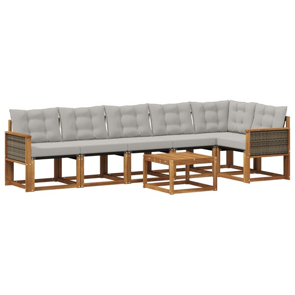 vidaXL Ensemble de canapés d'extérieur 7 pc Naturel et gris clair
