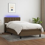 vidaXL Sommier à lattes de lit et matelas et LED Marron foncé 90x190cm