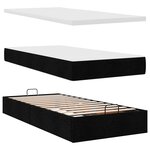 vidaXL Cadre de lit ottoman avec matelas noir 100x200cm tissu