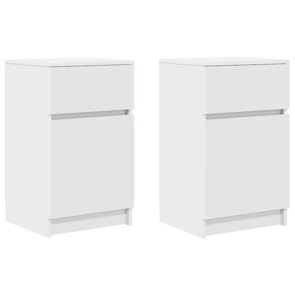 vidaXL Tables de chevet 2 Pièces blanc 39x35x65 cm bois d’ingénierie