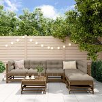 vidaXL Salon de jardin 7 Pièces avec coussins marron miel bois massif