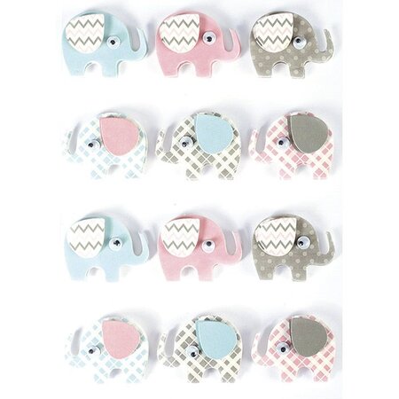 12 stickers 3D - Elephants 4 3 cm