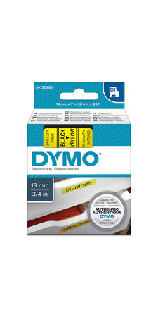 DYMO LabelManager cassette ruban D1 19mm x 7m Noir/Jaune (compatible avec les LabelManager et les LabelWriter Duo)
