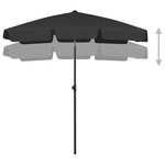 vidaXL Parasol de plage noir 180x120 cm