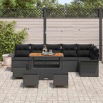 vidaXL Ensemble de canapé de jardin 10 Pièces Noir polyrotin