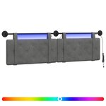 vidaXL Tête de lit suspendue Avec lumière LED Gris foncé Velours